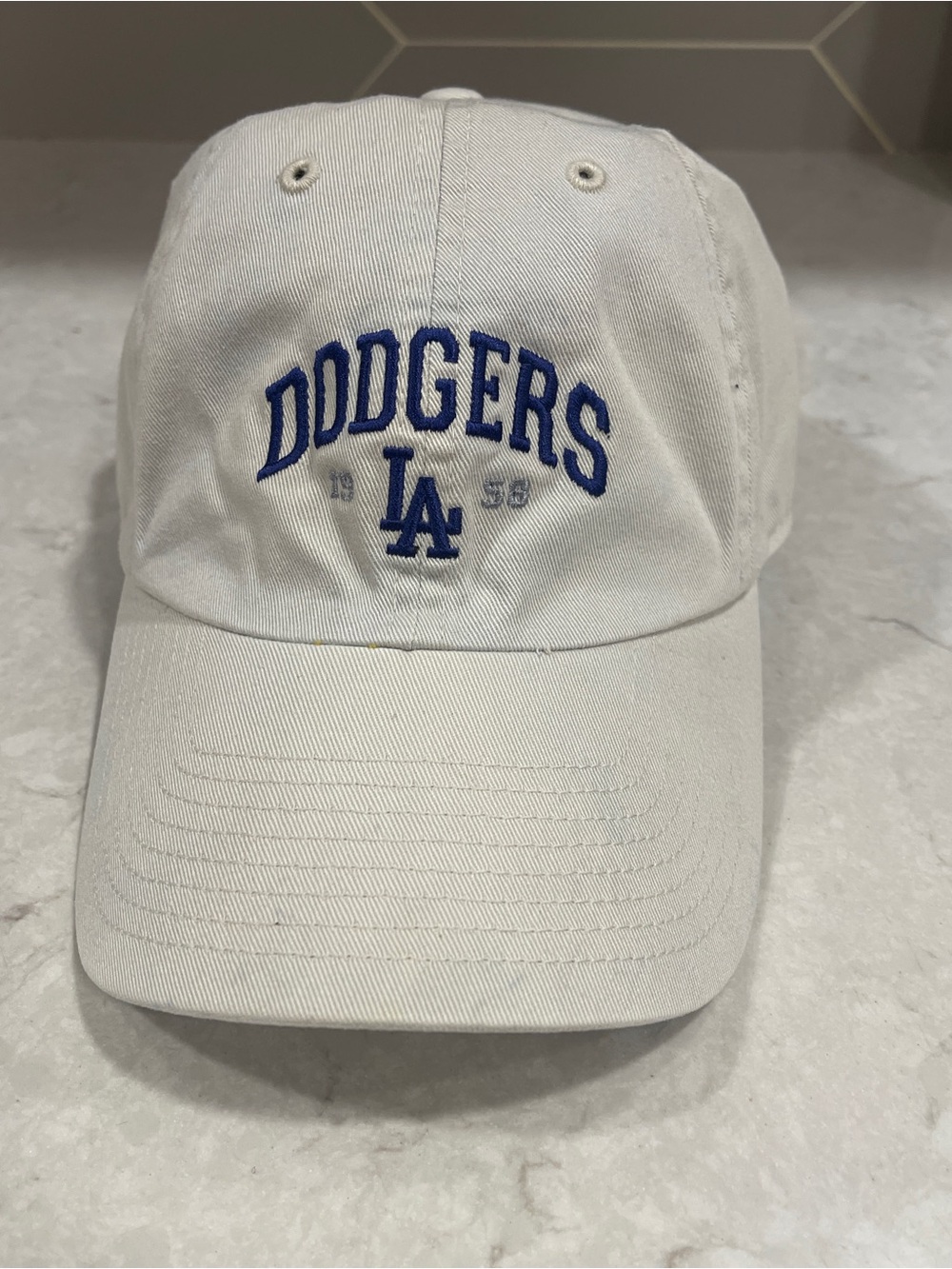 Los Angeles Dodgers White Baseball Cap with‎ Blue Embroidery 100% Cotton